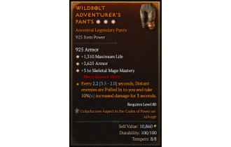 Legendary Pants[Necromancer | *3 SkelMage | *2625 Armor | *1310 Life]