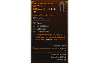 Legendary Pants[*3 BasicSkills | *2625 Armor | *135 INT]