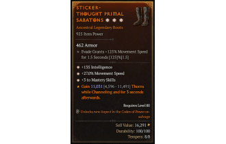 Legendary Boots[Sorcerer | *3 Mastery | *27 MS | *135 INT]