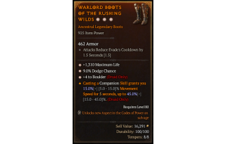 Legendary Boots[Druid | *4 Boulder | *1310 Life]