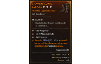 Legendary Boots[*2625 Armor | *135 WP | *1310 Life]