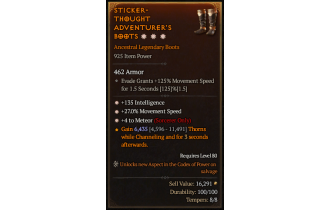 Legendary Boots[Sorcerer | *4 Meteor | *27 MS | *135 INT]