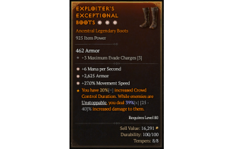 Legendary Boots[*27 MS | *2625 Armor | *6 MpS]