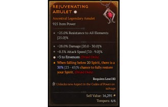 Legendary Amulet[Druid | *3 Envenom | 8.5 ATKSPD]