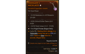 Legendary Amulet[Rogue | *3 FrigidFinesse | 8 Crit]