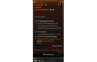 Legendary Two-Handed Mace[*150 DMG_Crit | *270 STR | 1628 Life]