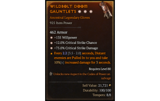 Legendary Gloves[*12 Crit | *75 DMG_Crit | *135 WP]