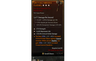 Legendary Two-Handed Mace[*150 DMG_Crit | *270 STR | *2620 Life]