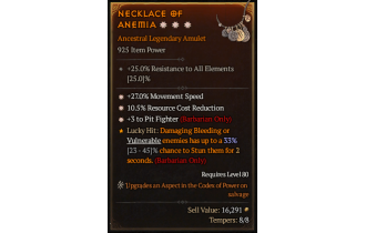 Legendary Amulet[Barbarian | *3 PitFighter | *27 MS | *10.5 RCR]