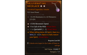 Legendary Amulet[Druid | *3 CallOfTheWild | *27 MS | 1 QS]