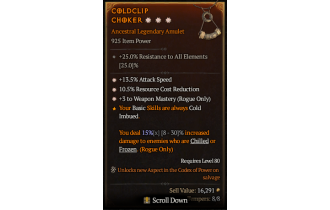 Legendary Amulet[Rogue | *3 WeaponMastery | *13.5 ATKSPD | *10.5 RCR]