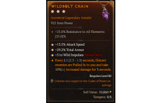 Legendary Amulet[Druid | *3 WildImpulses | *13.5 ATKSPD | *29.2 TA]