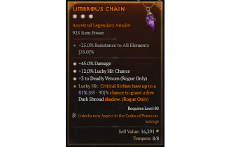 Legendary Amulet[Rogue | *3 DeadlyVenom | *12 LHC | *45 DMG]