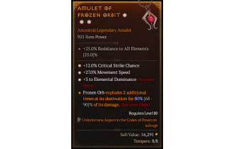 Legendary Amulet[Sorcerer | *3 ElementalDominance | *27 MS | *12 Crit]