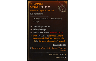 Legendary Amulet[Sorcerer | *3 GlassCannon | *45 DMG]