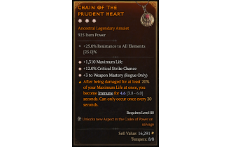 Legendary Amulet[Rogue | *3 WeaponMastery | *12 Crit | *1310 Life]