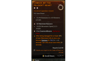 Legendary Amulet[Barbarian | *3 Counteroffensive | *20 MR | 18 MS]