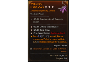 Legendary Amulet[Barbarian | *3 HeavyHanded | *12 Crit | *29.2 TA]