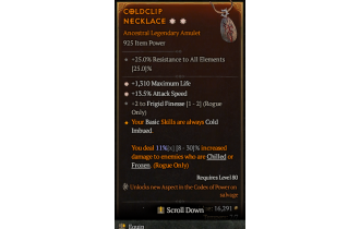 Legendary Amulet[Rogue | *13.5 ATKSPD | *1310 Life | 2 FrigidFinesse]