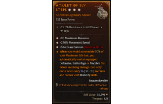 Legendary Amulet[Sorcerer | *3 GlassCannon | *27 MS | *20 MR]