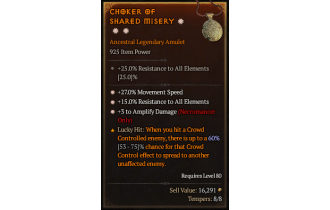 Legendary Amulet[Necromancer | *3 AmplifyDamage | *27 MS | *15 ResistAll]