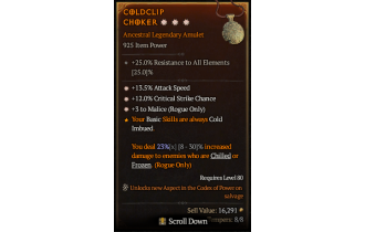 Legendary Amulet[Rogue | *3 Malice | *12 Crit | *13.5 ATKSPD]