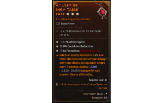 Legendary Amulet[Sorcerer | *3 Permafrost | *12 CDR | *13.5 ATKSPD]