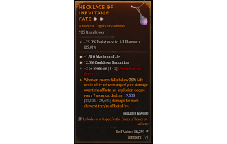 Legendary Amulet[Necromancer | *12 CDR | *1310 Life | 2 Evulsion]