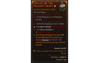 Legendary Amulet[Barbarian | *3 HeavyHanded | 2 CutToTheBone | 39 FR]