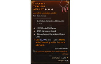 Legendary Amulet[Rogue | *3 AlchemicalAdvantage | *27 MS | *12 LHC]