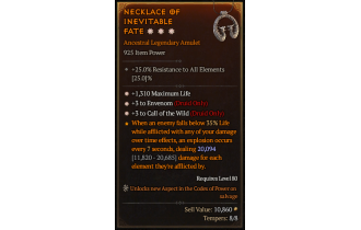 Legendary Amulet[Druid | *3 Envenom | *3 CallOfTheWild | *1310 Life]