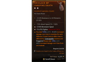 Legendary Amulet[Barbarian | *3 PitFighter | *27 MS | 7 ATKSPD]