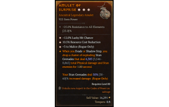 Legendary Amulet[Rogue | *3 Malice | *12 LHC | *10.5 RCR]