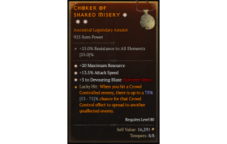 Legendary Amulet[Sorcerer | *3 DevouringBlaze | *13.5 ATKSPD | *20 MR]