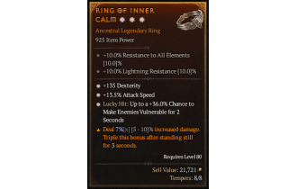 Legendary Ring[*13.5 ATKSPD | *36 LH:Vulnerable | *135 DEX]