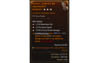 Legendary Gloves[*13.5 ATKSPD | *75 DMG_Crit | *1310 Life]