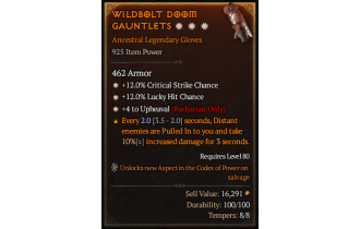 Legendary Gloves[Upheaval | *4 Upheaval | *12 Crit | *12 LHC]