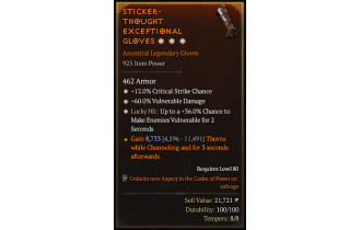 Legendary Gloves[*12 Crit | *36 LH:Vulnerable | *60 DMG_Vulnerable]