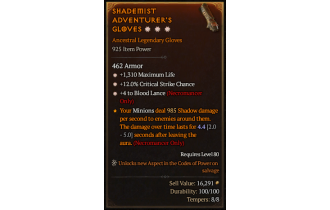 Legendary Gloves[BloodLance | *4 BloodLance | *12 Crit | *1310 Life]