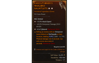 Legendary Gloves[Upheaval | *4 Upheaval | *13.5 ATKSPD]