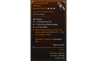 Legendary Gloves[*3 CoreSkills | *75 DMG_Crit | *1310 Life]