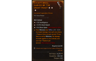 Legendary Gloves[BoneSpear | *4 BoneSpear | *13.5 ATKSPD | *135 INT]