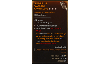 Legendary Gloves[BloodLance | *4 BloodLance | *13.5 ATKSPD | *60 DMG_Vulnerable]