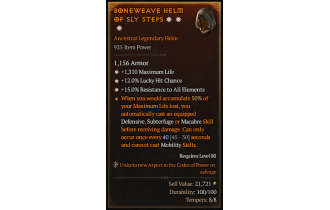 Legendary Helm[*12 LHC | *15 ResistAll | *1310 Life]