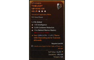 Legendary Helm[Necromancer | *3 SkelWarrior | *12 CDR | *135 INT]