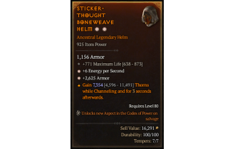 Legendary Helm[*2625 Armor | *6 ENpS | 771 Life]