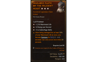 Legendary Chest Armor[Rogue | *3 Subterfuge | *6 ENpS | *1310 Life]