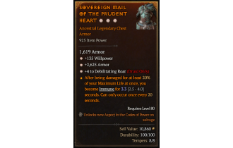 Legendary Chest Armor[Druid | *4 DebilitatingRoar | *2625 Armor | *135 WP]