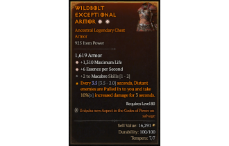 Legendary Chest Armor[Necromancer | *6 ESpS | *1310 Life | 2 Macabre]