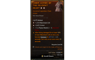 Legendary Chest Armor[Sorcerer | *2625 Armor | *1310 Life | 3 FlameShield]